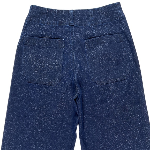 Anthropologie Maeve The Colette Sparkle Denim Cropped Wide Leg Jeans Size 26P - Picture 11 of 13
